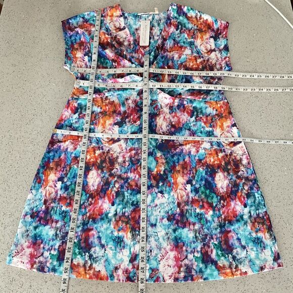 Soft Surroundings Day Spa Swim Dress Multi Abstract Short Sleeve Cover-up L - Picture 5 of 10